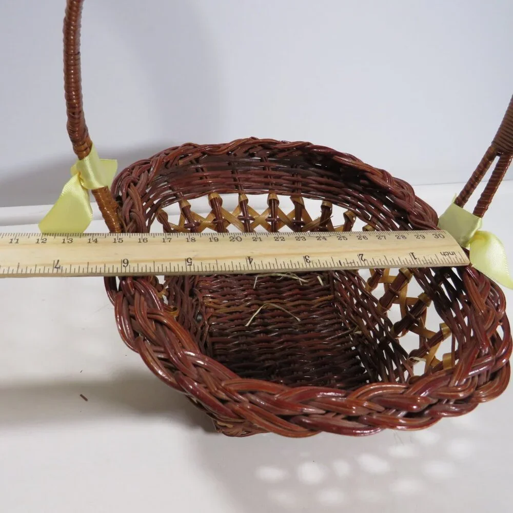 dark brown cane wicker basket Two Tone spring Easter Basket